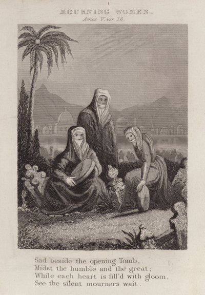 Sörjande kvinnor, Amos V, ver 16 (gravyr) av English School