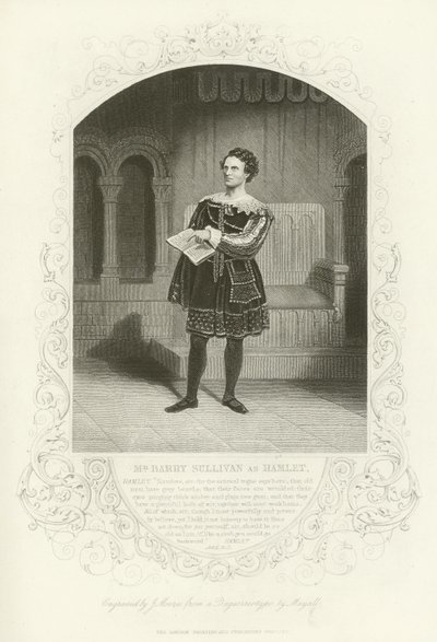 Mr Barry Sullivan som Hamlet, akt II, scen ii av English School