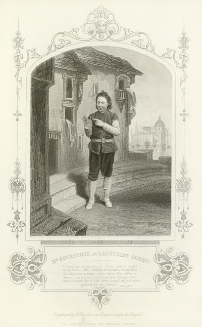 Mr Buckstone som Launcelot Gobbo, The Merchant of Venice av English School