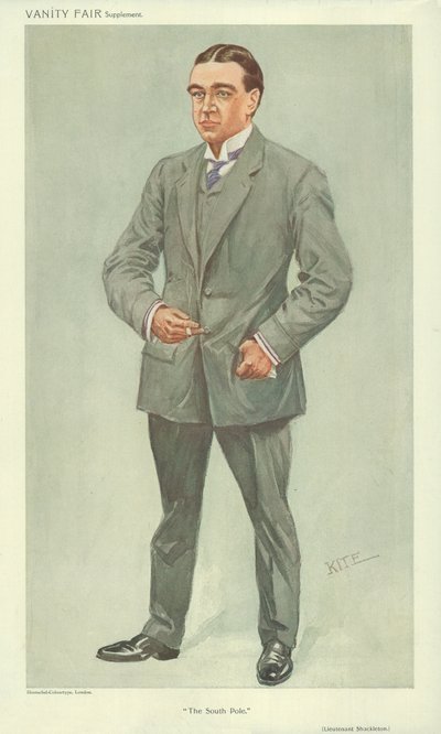 Mr Ernest Shackleton, Sydpolen, 6 oktober 1909, tecknad serie Vanity Fair av English School