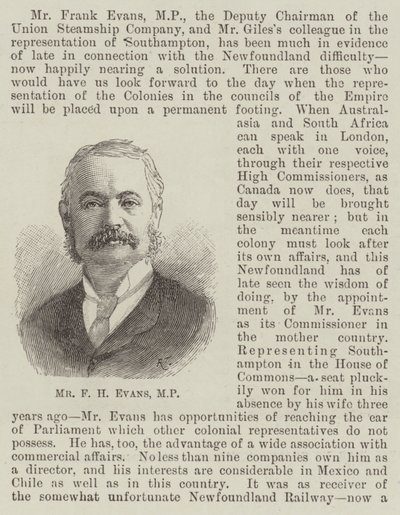 Mr F H Evans, MP (gravyr) av English School