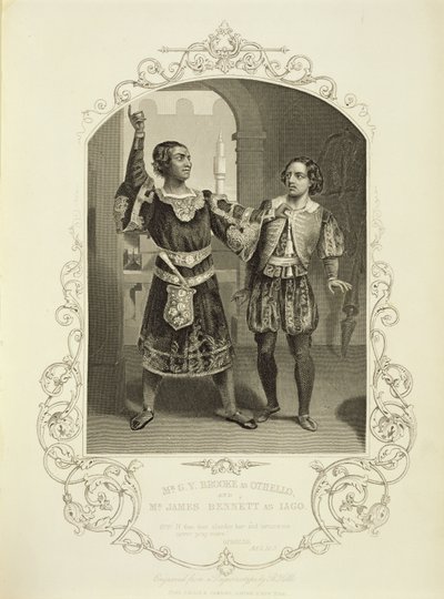 Mr G. V. Brooke som Othello och James Bennett som Iago, Act III Scene 3, i Othello av William Shakespeare (1564-1616) av English School