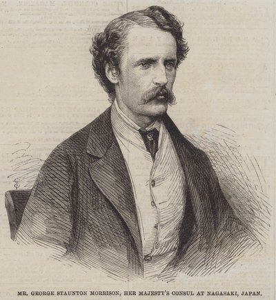 Mr George Staunton Morrison, Hennes Majestäts konsul i Nagasaki, Japan (gravyr) av English School