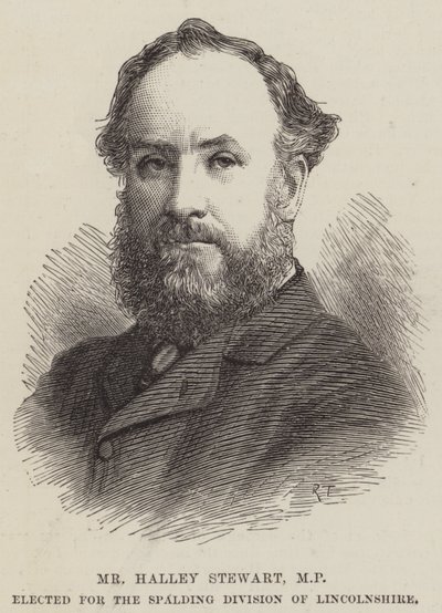 Herr Halley Stewart, MP, vald för Spalding Division of Lincolnshire (gravyr) av English School