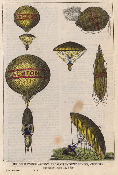 Mr Hamptons uppstigning från Cremorne House, Chelsea av English School