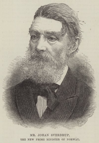 Herr Johan Sverdrup, Norges nye statsminister (gravyr) av English School