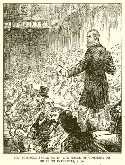 Herr Plimsoll talar i underhuset om sjöfartsintressen, 1870 av English School