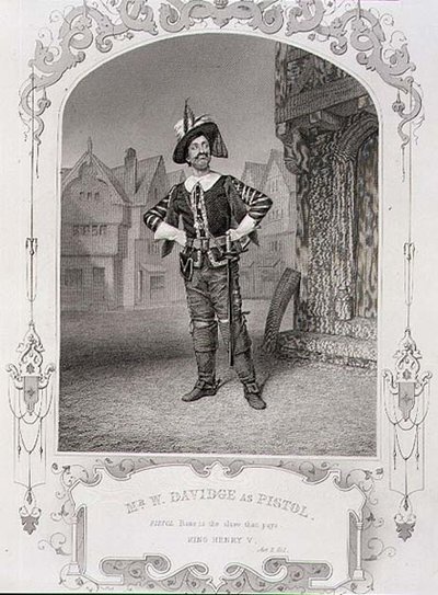 Mr W. Davidge som pistol, akt II scen 1 av "King Henry V", från en daguerreotypi, pub. av John Tallis & Co. (litho) av English School