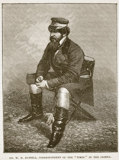 Mr W H Russell, Times Correspondent in the Crimea, illustration från Cassells Illustrated History of England (sepiafoto) av English School