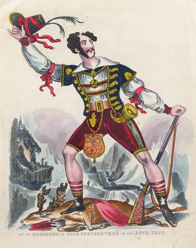 Mr W. Harrison som Jose Speckbacher i Love Test, c.1840 av English School