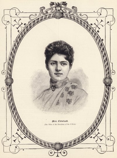 Mrs Cleveland (fru till USA:s president) (gravyr) av English School