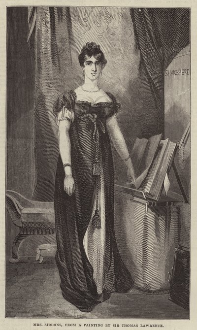 Mrs Siddons, från en målning av Sir Thomas Lawrence (gravyr) av English School