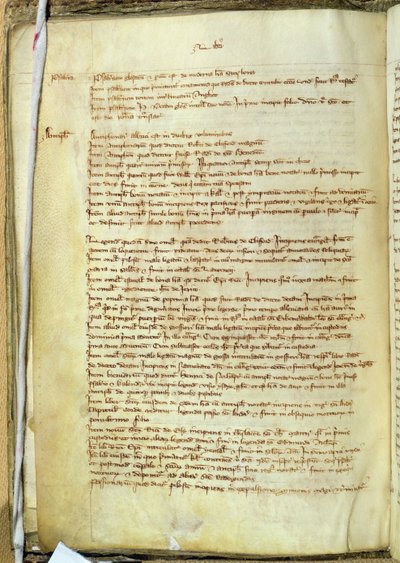 Ms.25516 fol.18v Liber I av en inventering av böcker i St. Pauls Cathedral, sent 1200-tal av English School