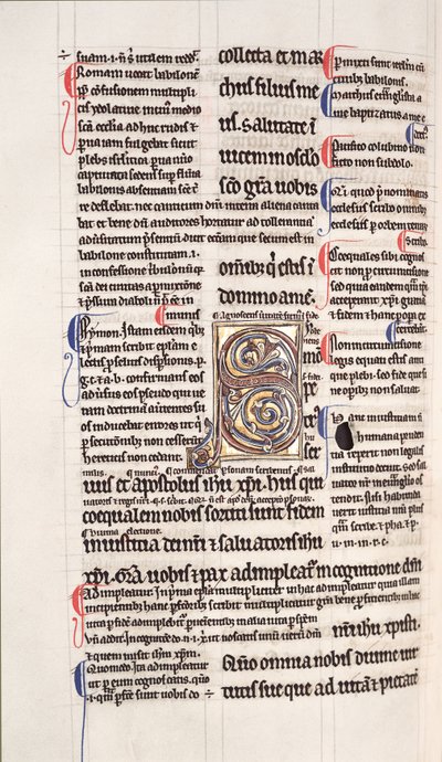 Ms.27, f.109v: Sida från en blankad kopia av Nya testamentet (vellum) av English School
