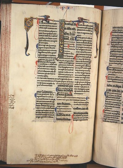 Ms.27, f.84v: Sida från en blankad kopia av Nya testamentet (vellum) av English School
