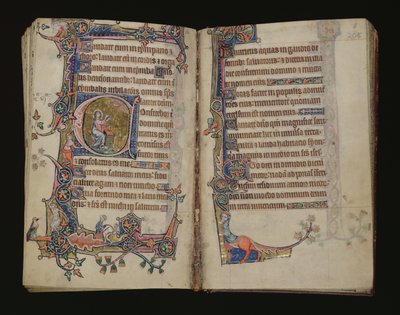 Ms 1-2005, ff.207v-208r: Jesaja ber, historisk initial från Macclesfield Psalter, Use of Sarum, East Anglia, ca 1330 av English School