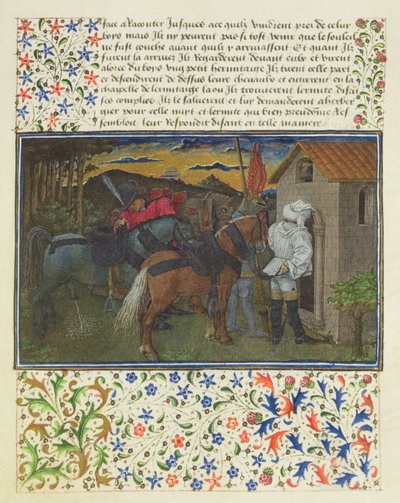 Fru 2597 Hjärta, begär och generositet, sent på kvällen, framför Eremitcellen, faksimilupplaga av Livre du Coeur dAmours Espris av Rene dAnjou av English School