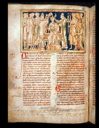 Ms 6712 (A.6.89) fol.115v Edward the Confessor (1004-66) miniatyr från Flores Historiarum, av Matthew Paris, 1250-52 av English School