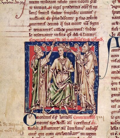Ms 6712 (A.6.89) fol.126v William II (c.1057-1100) miniatyr från Flores Historiarum, av Matthew Paris, 1250-52 av English School