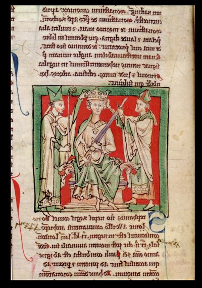 Ms 6712 (A.6.89) fol.133r King Stephen (c.1097-1154) miniatyr från Flores Historiarum, av Matthew Paris, 1250-52 av English School