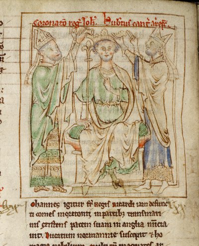 Ms 6712 (A.6.89) fol.144v King John (1167-1216), miniatyr från 