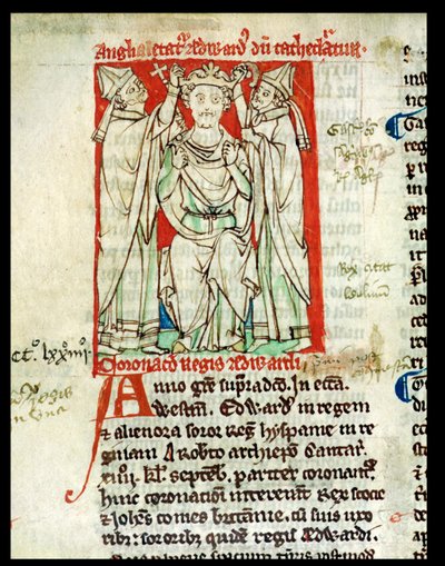 Ms 6712 (A.6.89) fol.247v Edward I (1239-1307), miniatyr från Flores Historiarum, av Matthew Paris, 1250-52 av English School