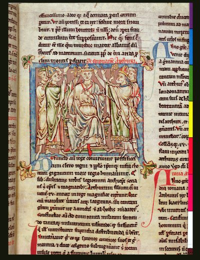 Ms 6712 (A.6.89) fol.53 King Arthur, miniatyr från Flores Historiarum, av Matthew Paris, ca 1250-52 av English School