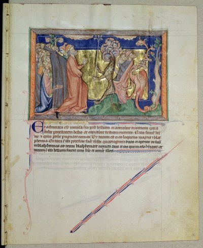 Ms L.A. 139-Lisboa fol.35 Folket som dyrkar odjuret och draken, från Gulbenkian Apocalypse, c.1265-70 av English School