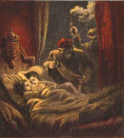 Mordet på de små prinsarna, pub. 1890 (färglitografi) av English School