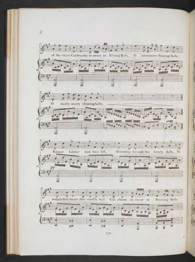 Musikmusik till "Sweet the Merry Bells Ring Round" John Clare & F.W. Crouch, ca 1820 (tryck) av English School