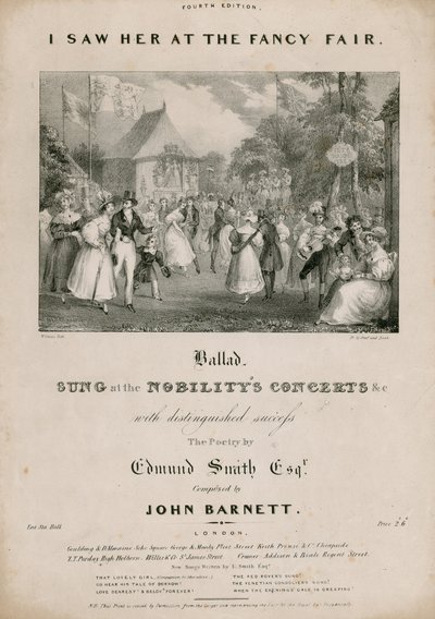Notblad: Jag såg henne på den tjusiga mässan av Edmund Smith, komponerad av John Barnett av English School