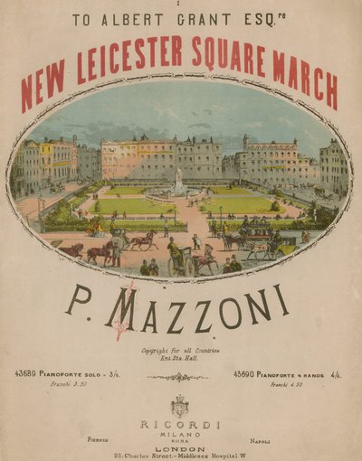 Musikmusik till New Leicester Square March av P Mazzoni av English School