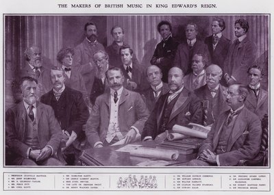 Musiker och kompositörer under kung Edward VII:s regeringstid (litho) av English School