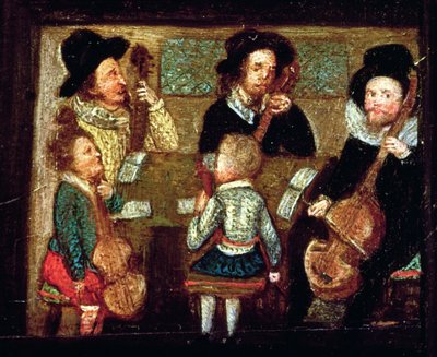 Musicians at Wadley House, detalj från The Life and Death of Sir Henry Unton (1557-96), ca 1596 (se även 99909) av English School