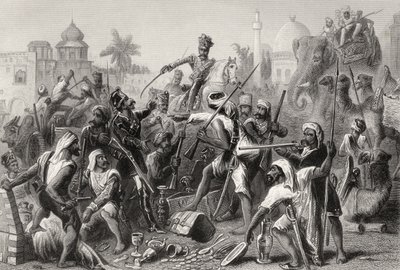 Myteriska Sepoys som delar bytet, från "The History of the Indian Mytery", publicerad 1858 av English School