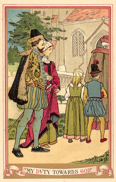 Min plikt mot Gud (färglitografi) av English School