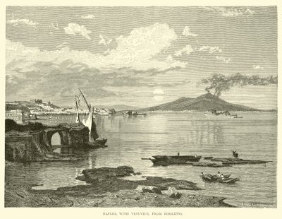 Neapel, med Vesuvius, från Posilippo av English School