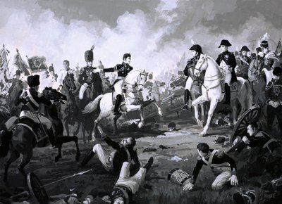 Napoleon triumferar i slaget vid Austerlitz (gouache på papper) av English School