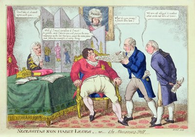 Nödvändighet har inga lagar, eller illamåendepillret, 1823 (handfärgad gravyr) av English School