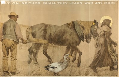 Neither Shall They Learn War Anymore, från serien "The Empire Stands for Peace" (färg litho) av English School