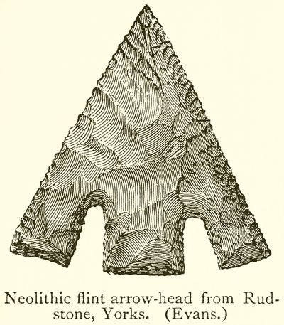 Neolithic Flint Arrow-Head från Rudstone, Yorks. (Evans) av English School