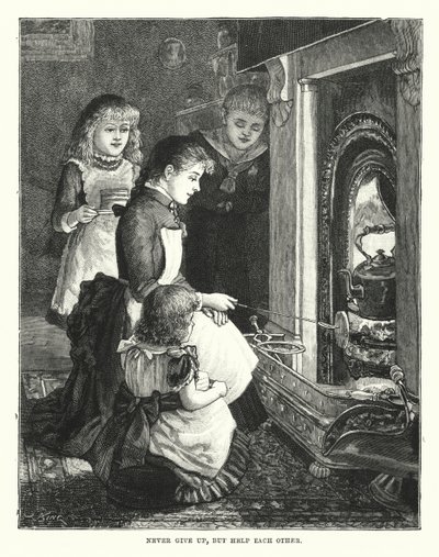 Ge aldrig upp, utan hjälp varandra (gravyr) av English School