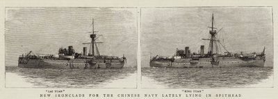 Nya Ironclads för den kinesiska flottan som nyligen ligger i Spithead (gravyr) av English School