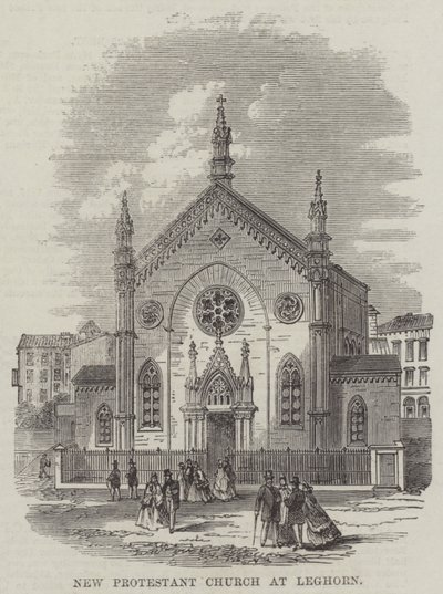 Ny protestantisk kyrka i Leghorn (gravyr) av English School