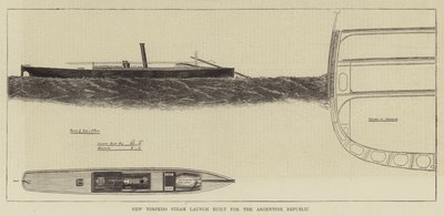 Ny Torpedo Steam Launch byggd för den argentinska republiken (gravyr) av English School