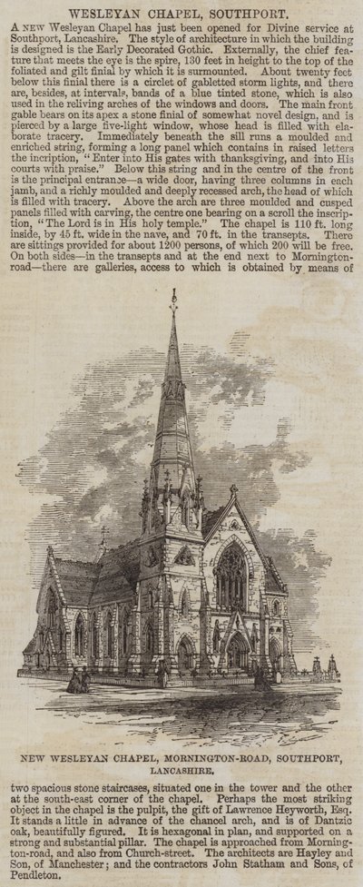 New Wesleyan Chapel, Mornington-Road, Southport, Lancashire (gravyr) av English School