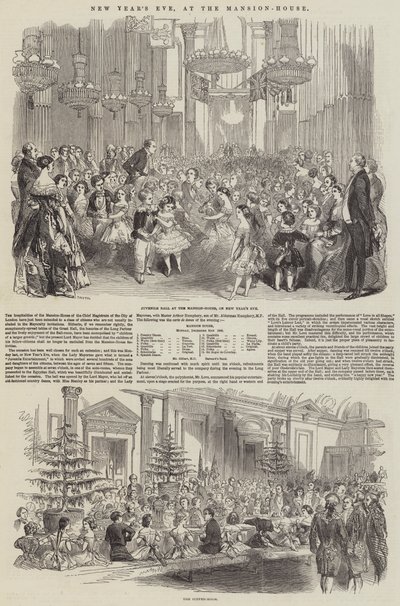 Nyårsafton, på Mansion-House (gravyr) av English School