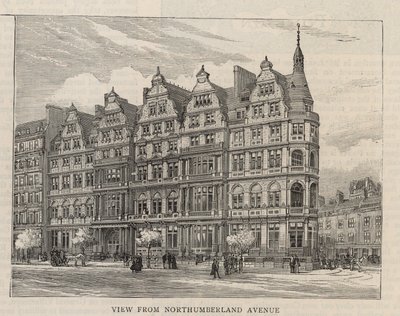 Ny byggnad av Constitutional Club på Northumberland Avenue: Utsikt från Northumberland Avenue av English School