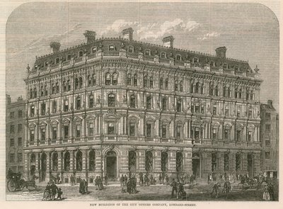 Nya byggnader av City Offices Company, Lombard Street, London av English School