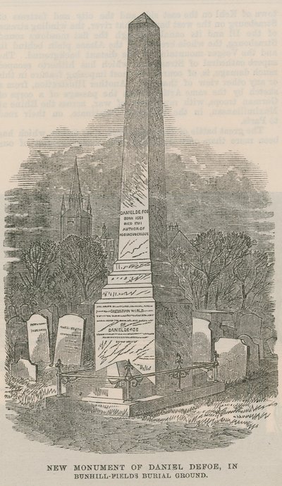 Nytt monument av Daniel Defoe av English School